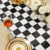 Classic Black White Checkered Table Runner Polyester Racing Theme Party Table Decor Soccer Goal Cup Wedding Table Runners 3