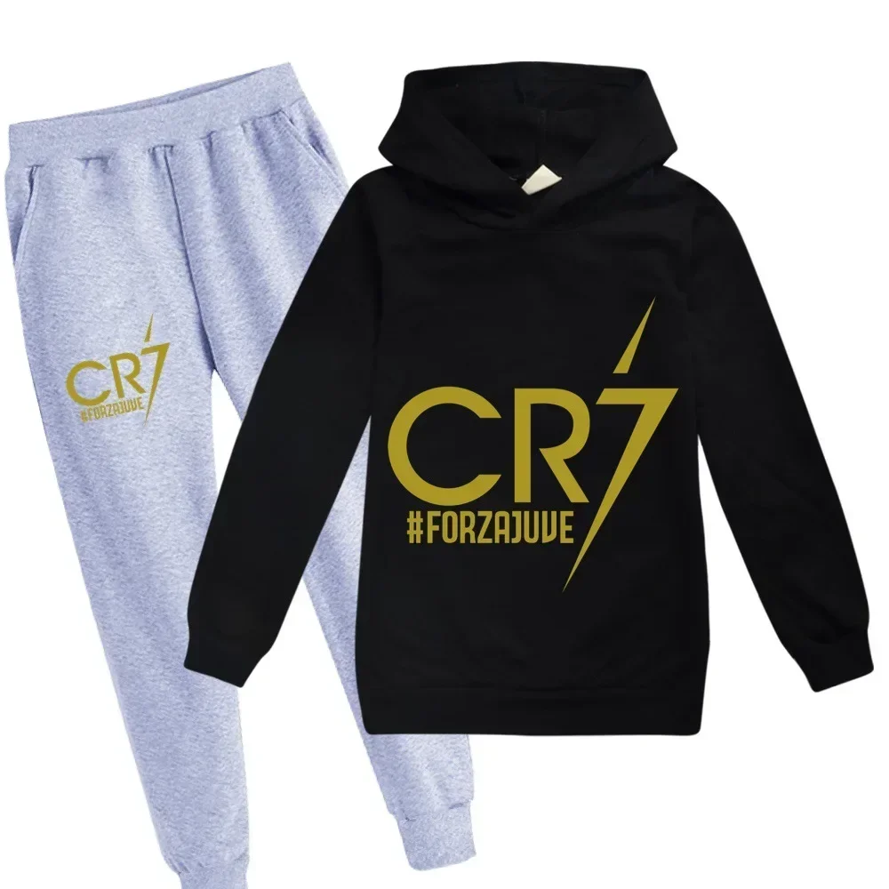 thumbnail image 1 of Ropa para niños Sudadera con capucha y pantalones Traje para niño de 3 a 12 años Sudadera de primavera y otoño Chándal de fútbol CR7 Traje deportivo para vacaciones para niños, 1 of 5