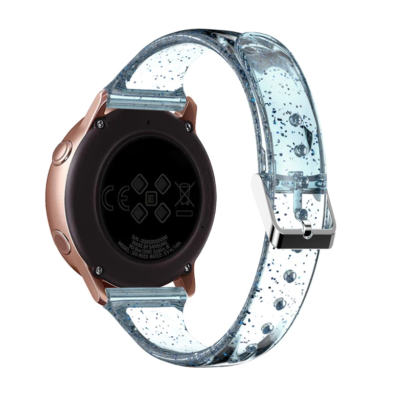 20mm 22mm Glitter Transparent Strap TPU Replacement Band for Samsung Galaxy Watch 42mm 46mm Active2 Huawei Watch GT2 Amazfit GTS