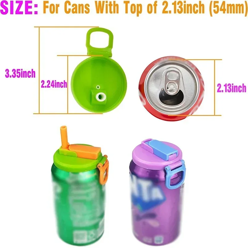 1pc Travel Soda Lid With Straw Reusable Silicone Lid for Standard Beverage Cans for Picnic Portable Juice Bear Straw Cap