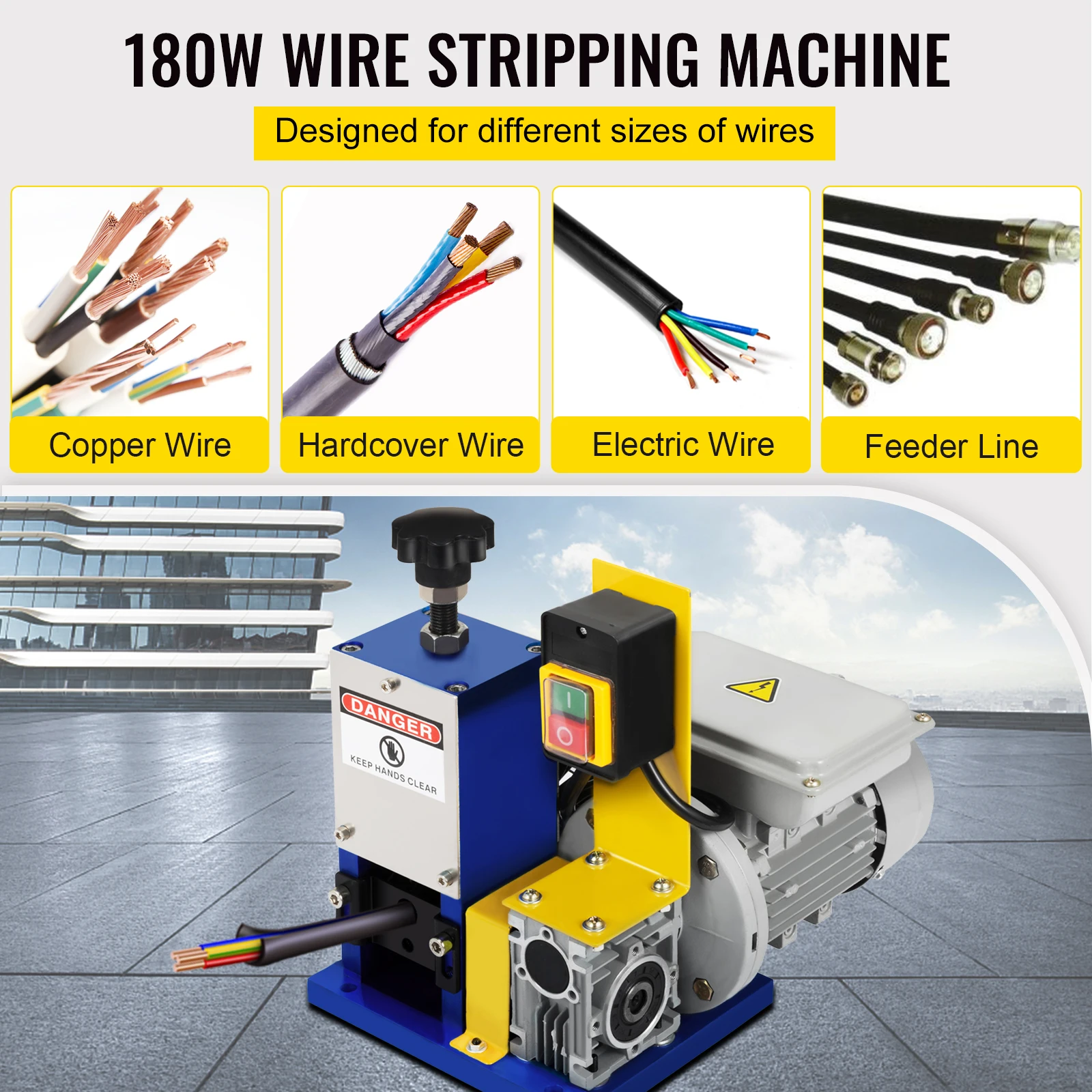 VEVOR Electric Wire Stripping Machine Portable Cable Stripper Wire Stripper 1.5 - 25mm 180W 220V 110V for Scrap Copper Recycling 2