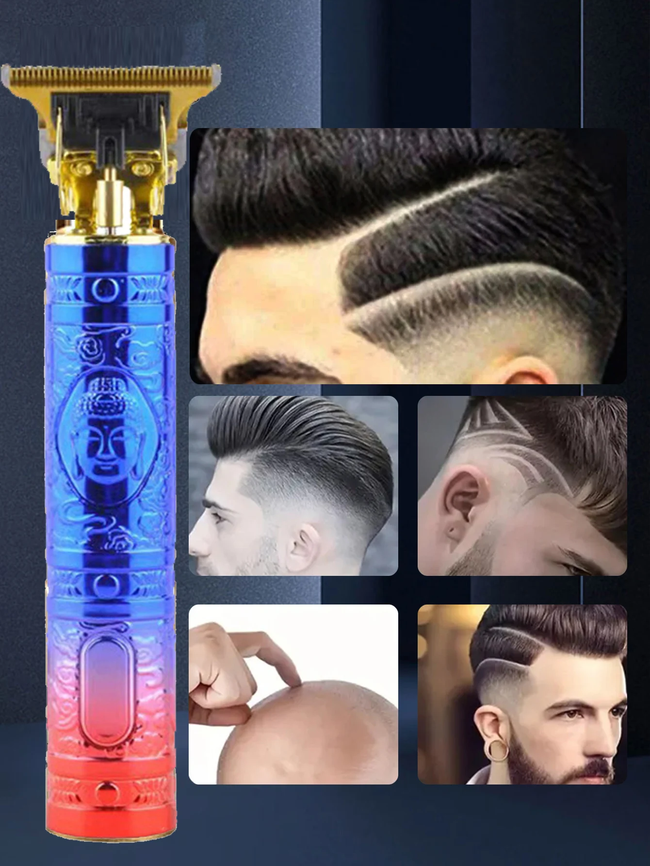 Description Picture 5 of itemElectric hairdresser, blue and Red Buddha (6-piece set) professional hairdresser, rechargeable retro oil head push