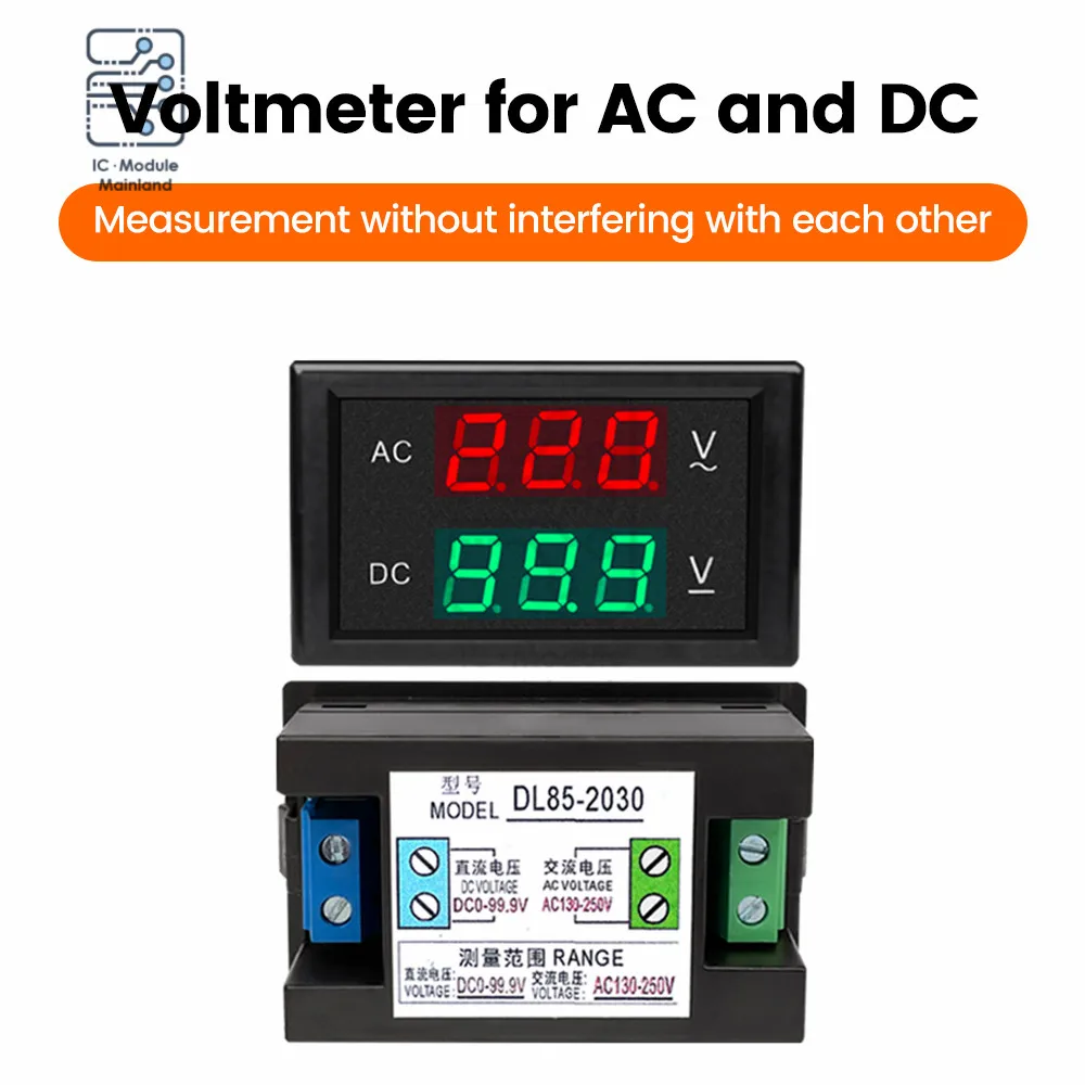 

DL85-2030 AC/DC Dual Digital Voltmeter AC 80-150V DC 0-99.9V for Switching Power Inverter