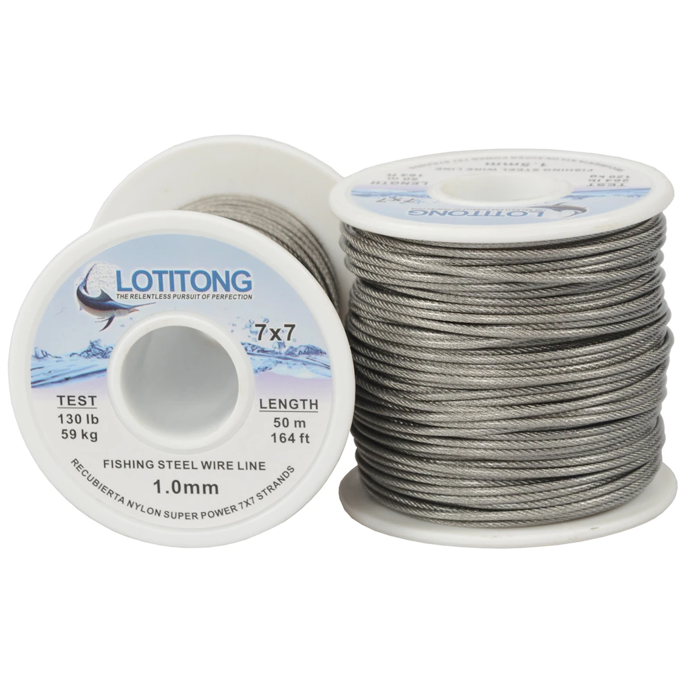 

Fishing steel wire Fishing lines 70lb-368lb max power 49 strands super soft wire lines Cover with plastic Waterproof Leader Wire