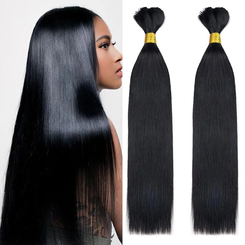 Straight Bulk Human Hair for Braiding No Weft Micro Braiding Hair Braids Extensions 100% Unprocessed Extensions Bulk