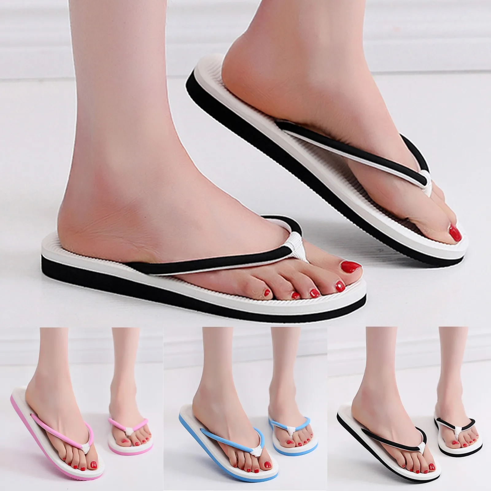 Women’s Beach Flip-Flops – Breathable Slip-On Sandals, Fashionable Clear Jelly Design, Comfortable Footwear for Summer Beach Footwear Flip-flops