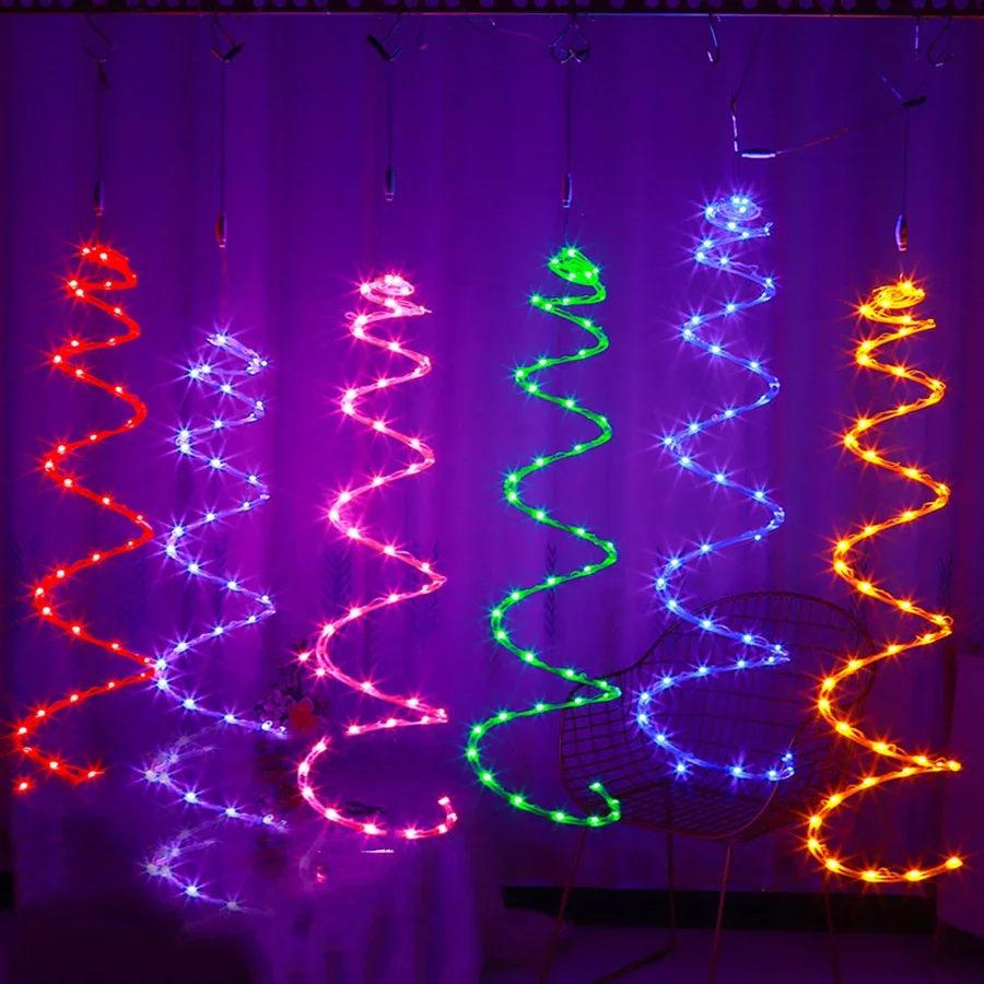 

75CM Christmas Tree Spiral Rattan Fairy Light Outdoor Rattan Tree Hanging String Light Landscape Christmas Tree Garland Light