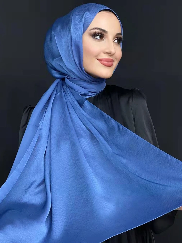 Muslim scarf shawl women luxury abaya silk satin hijab ramadan
