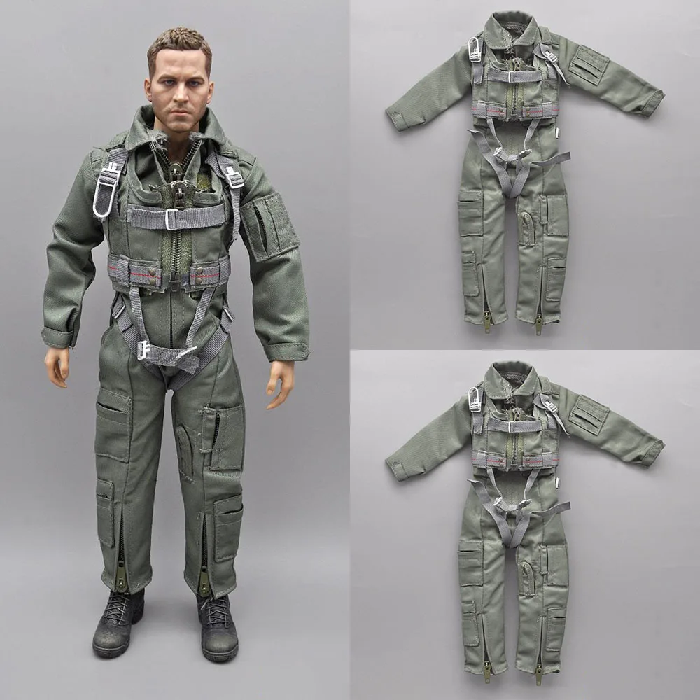 

1/6 Men Soldier Modern Air Force Green Bodysuit Suit Military Jumpsuit Vest Costumes For 12" Action Figure Model