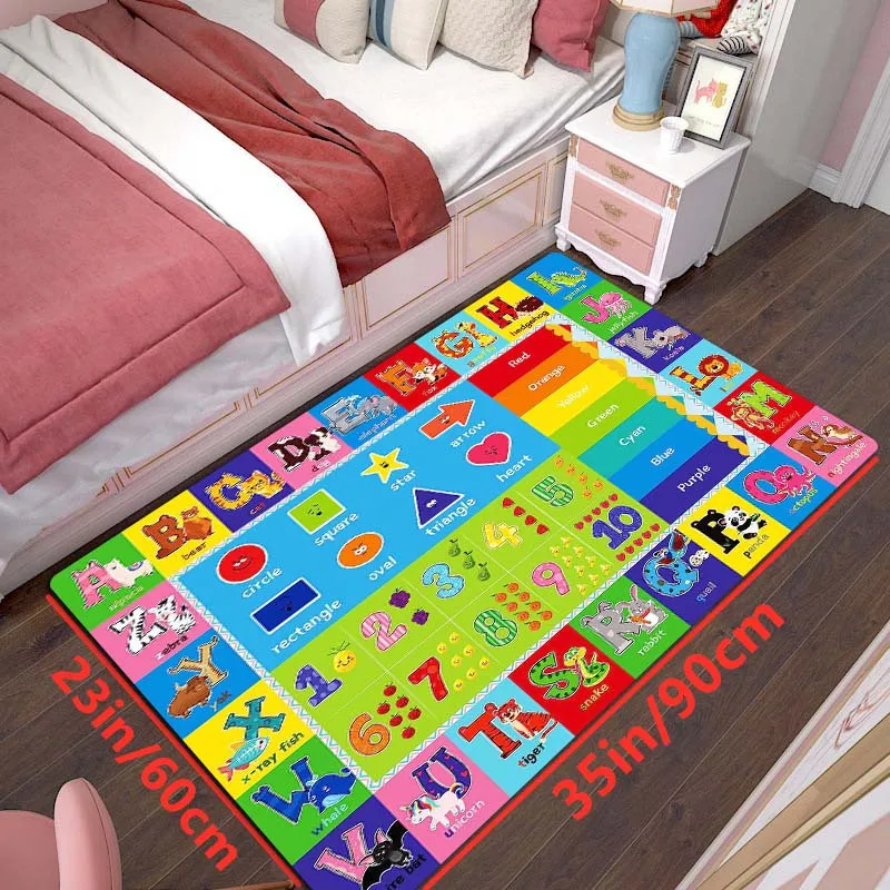 Play Rug Playroom Floor Mat Alphabet Numbers Animals Educational Area Crawling Rugs Room Classroom Nursery BedRoom Decor Carpet 3