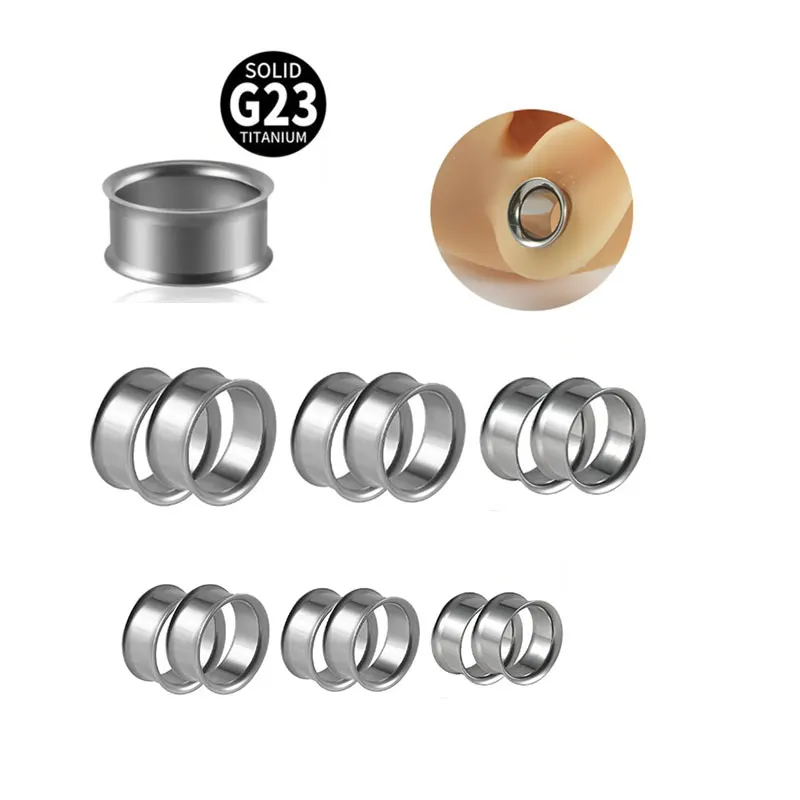 

2PCS ASTM F-136 Titanium Double Flared Ear Tunnel Plugs