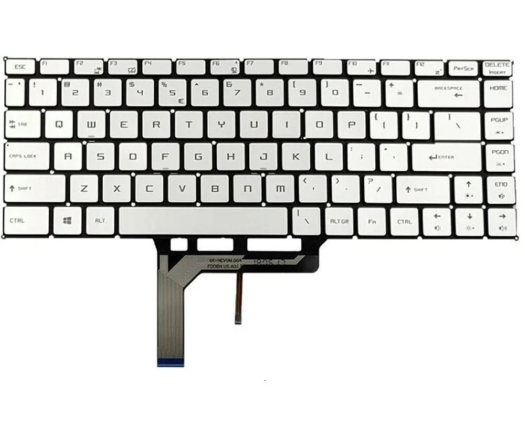 teclado do portátil backlit prata sem moldura eua