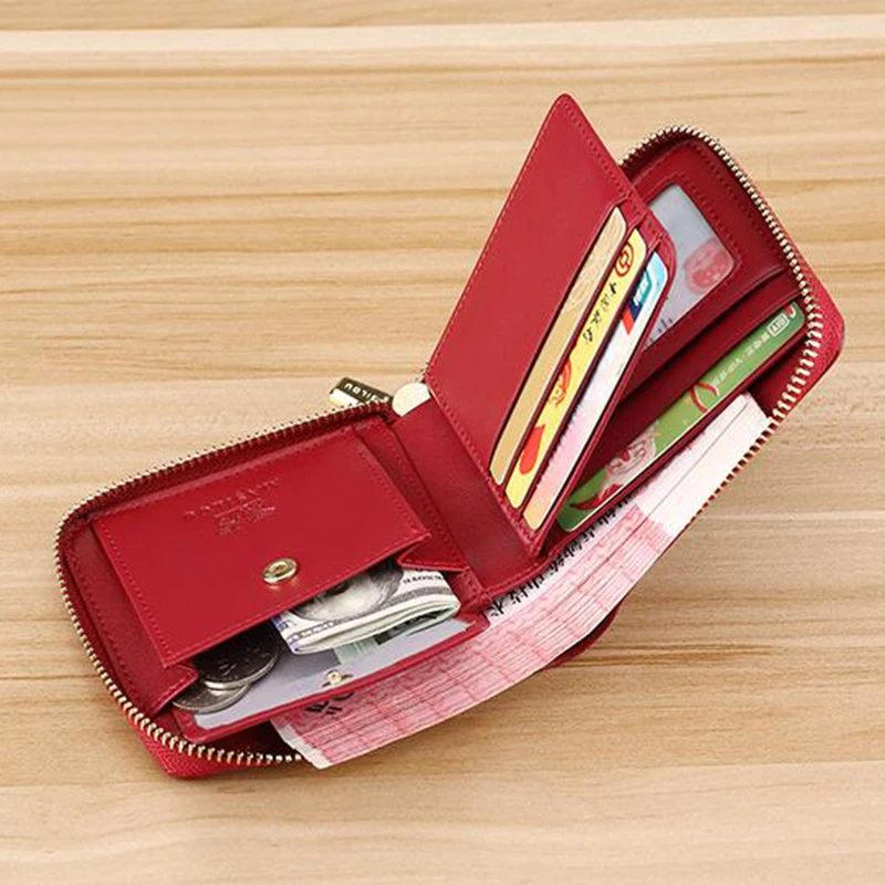 LUROON Card Holder Women Geniuine Leather Wallet Small Coin Purse Card Case  Holder RFID Blocking Multi Credit Card Wallets with Gift Box & 11 Card