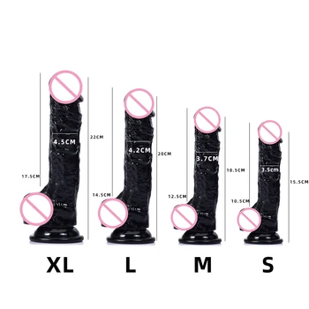 Black Dildo Female Masturbation Sex Toy Gay Realistic Big Cock With Sucker Soft Cock Rubbing Orgasm Adult Male Cavity Door Dildo 4