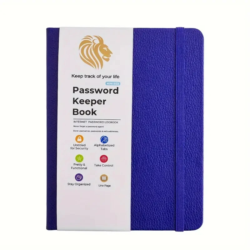 Password Keeper Book With Alphabetical Tabs – Hardcover Binder, 5.3"x7.3", 140 Pages, Inner Pockets – For Internet Logins, Addresses, Secure Organizing