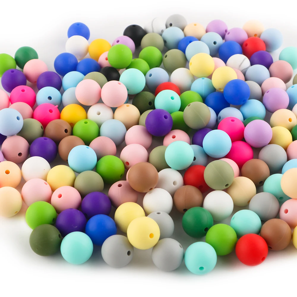 Vibrant Silicone Beads for DIY Jewelry Crafting - 50 Pieces, 12/15mm