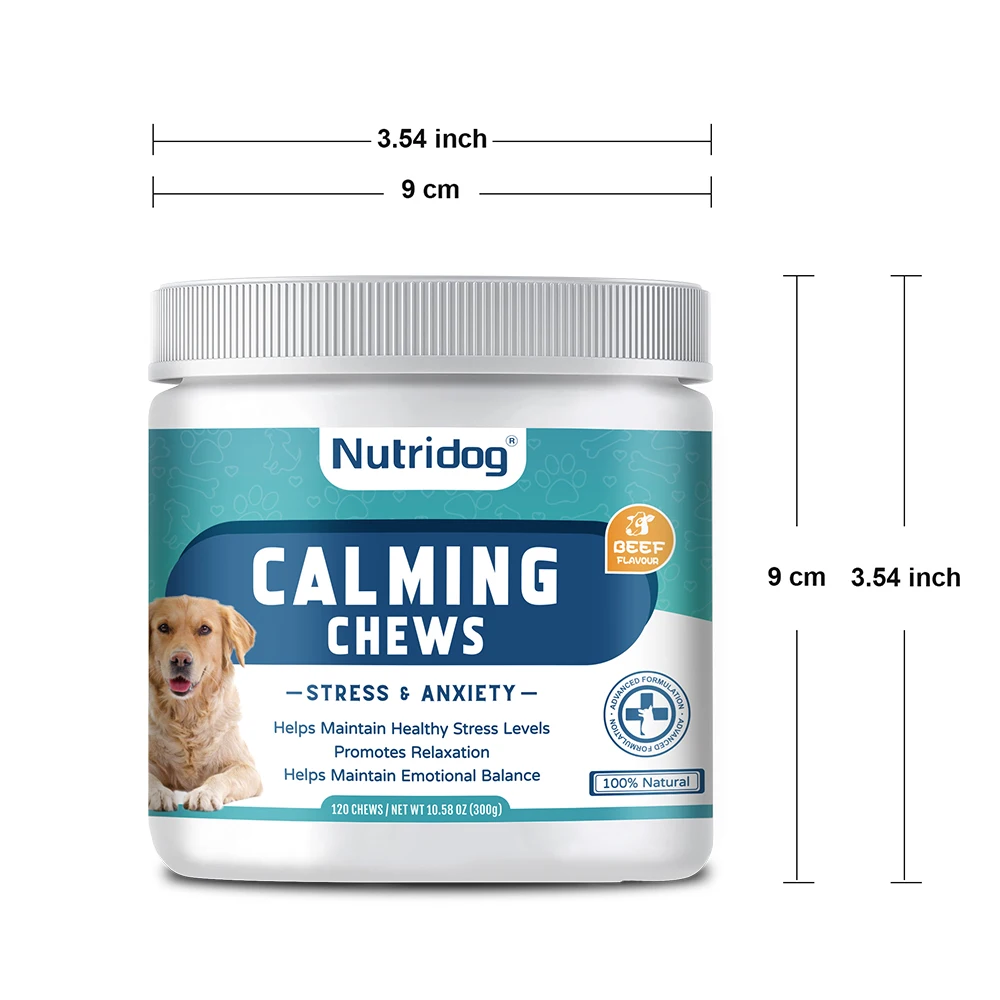 Calming Supplement Chews for Dogs Anxiety Relief with Melatonin Hemp Seeds Chamomile Stress Relief for Thunderstorms 120Ct