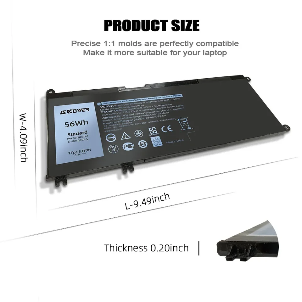 SKOWER 56Wh 33YDH バッテリー Dell G3 3579 3779 G5 5587 G7