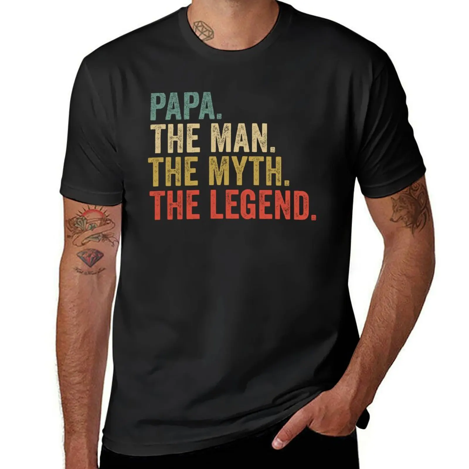 

papa the man the myth the legend retro fathers day T-Shirt tops summer tops customs Short sleeve tee slim fit t shirts for men