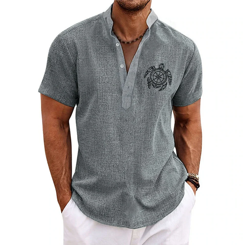 Vintage Shirts For Mens Henley Short Sleeve Tops 3d Sea ​​Turtle Graphic Clothe Daily Designer Apparel Street Men Hawaiian Shirt