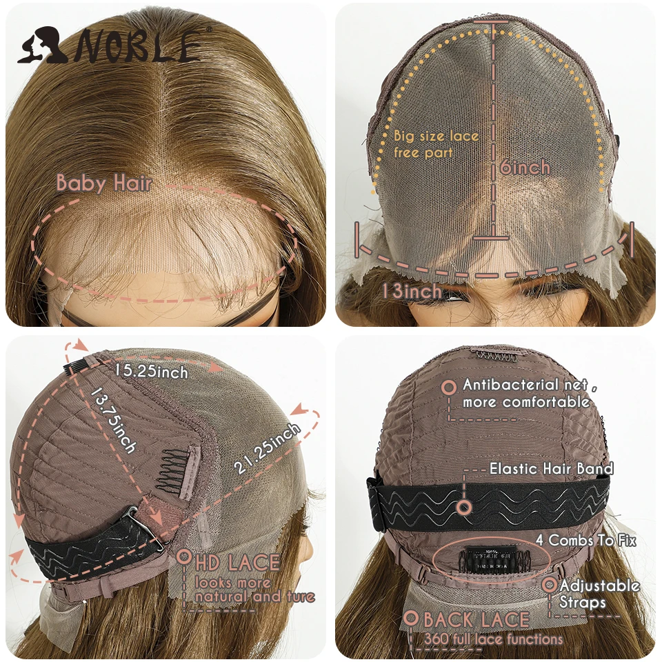 Noble 13X6 Lace Body Wave HD Transparent Ombre Blonde Highlight Wigs 26 Inch Baby Hair Lace Frontal Wig Wave Lace Wig For Women