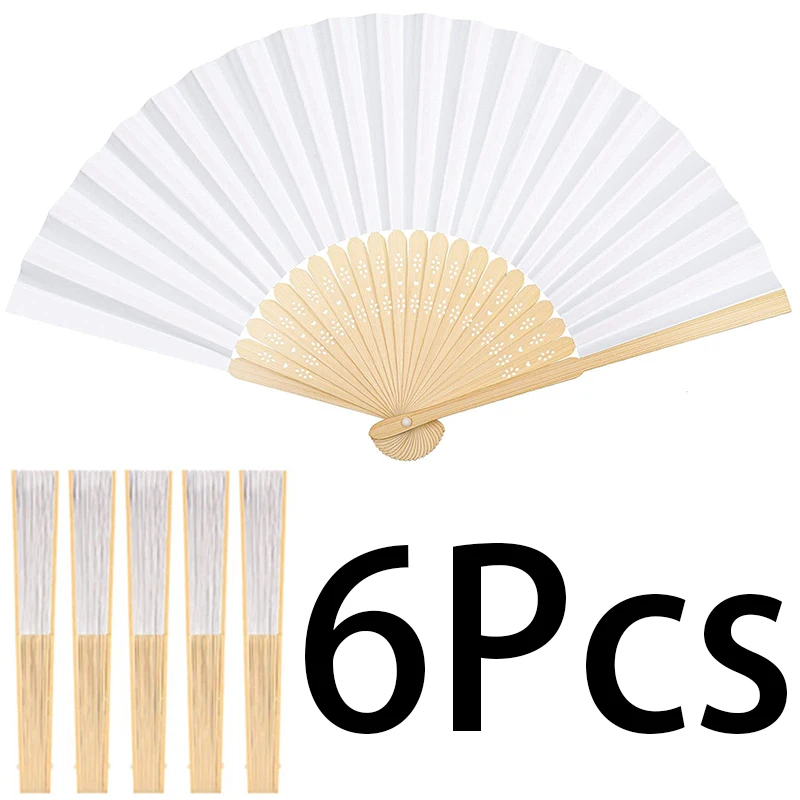 

6 шт., складные вентиляторы из бамбука, для рукоделия
