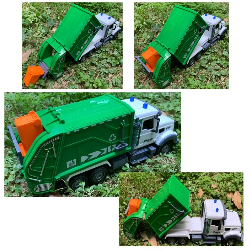 Rc Garbage Truck 1/12 Toy with Lights Scale Radio Controlled Car Sanitation Vehicle Recycling Cars Early Learning Boys Toys
