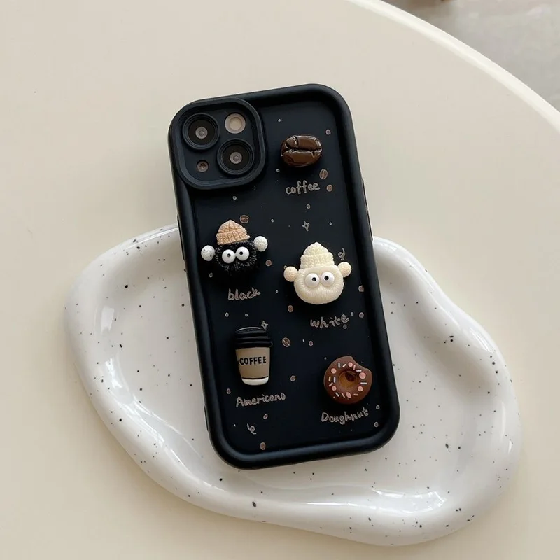 Lucky 3D Coffee Briquet Cartoon Multistep Soft Phone Case