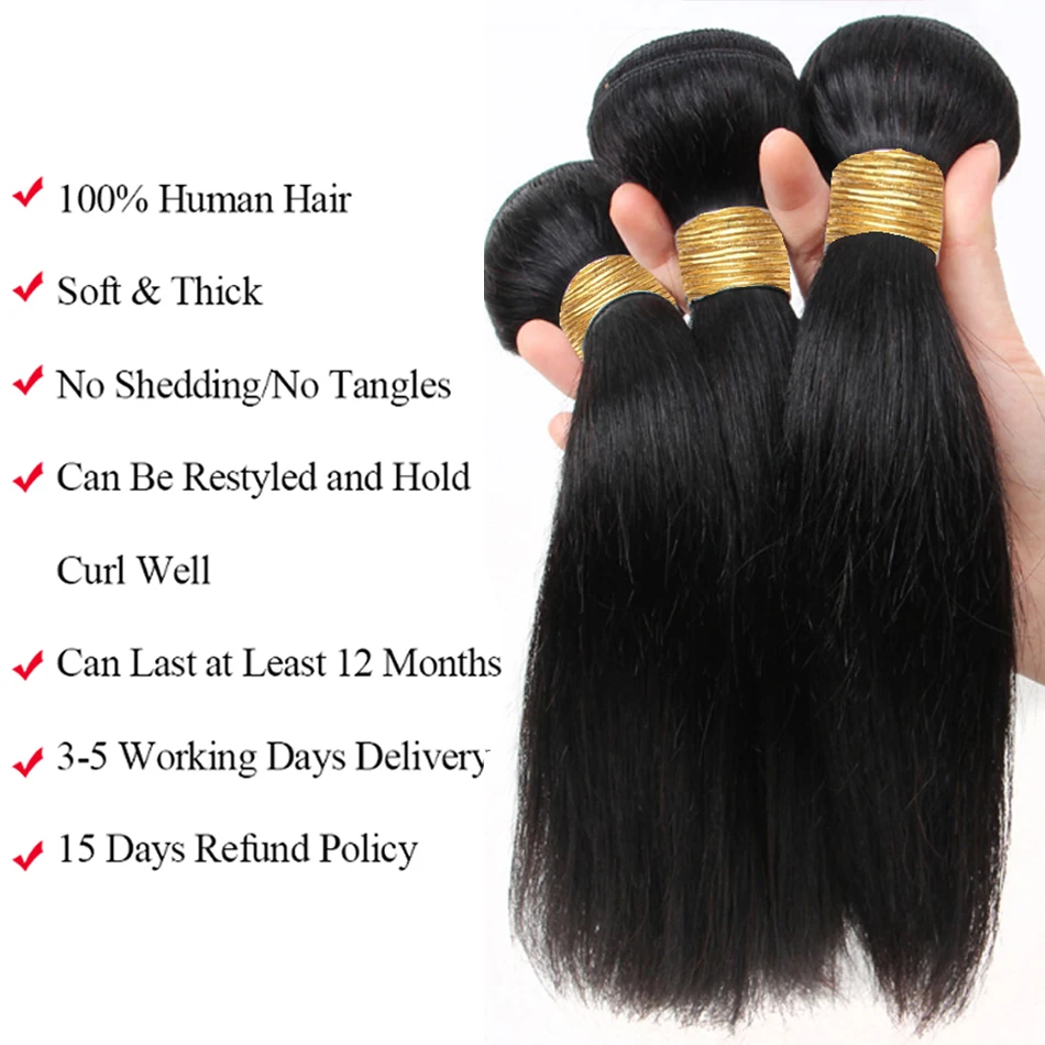 Capelli Lisci Corti Mongoli, Extension di Capelli Umani Lisci, Nero Naturale, 1/3/4 Pezzi/Lotto, Fasci di Capelli Umani Grezzi in Offerta - immagine 3