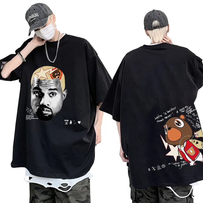 

Rapper Kanye West T Shirt Men's Graduation Graphic T Shirts Vintage Oversized Cotton T-shirt Hip Hop Streetwear Short Sleeve Tee
