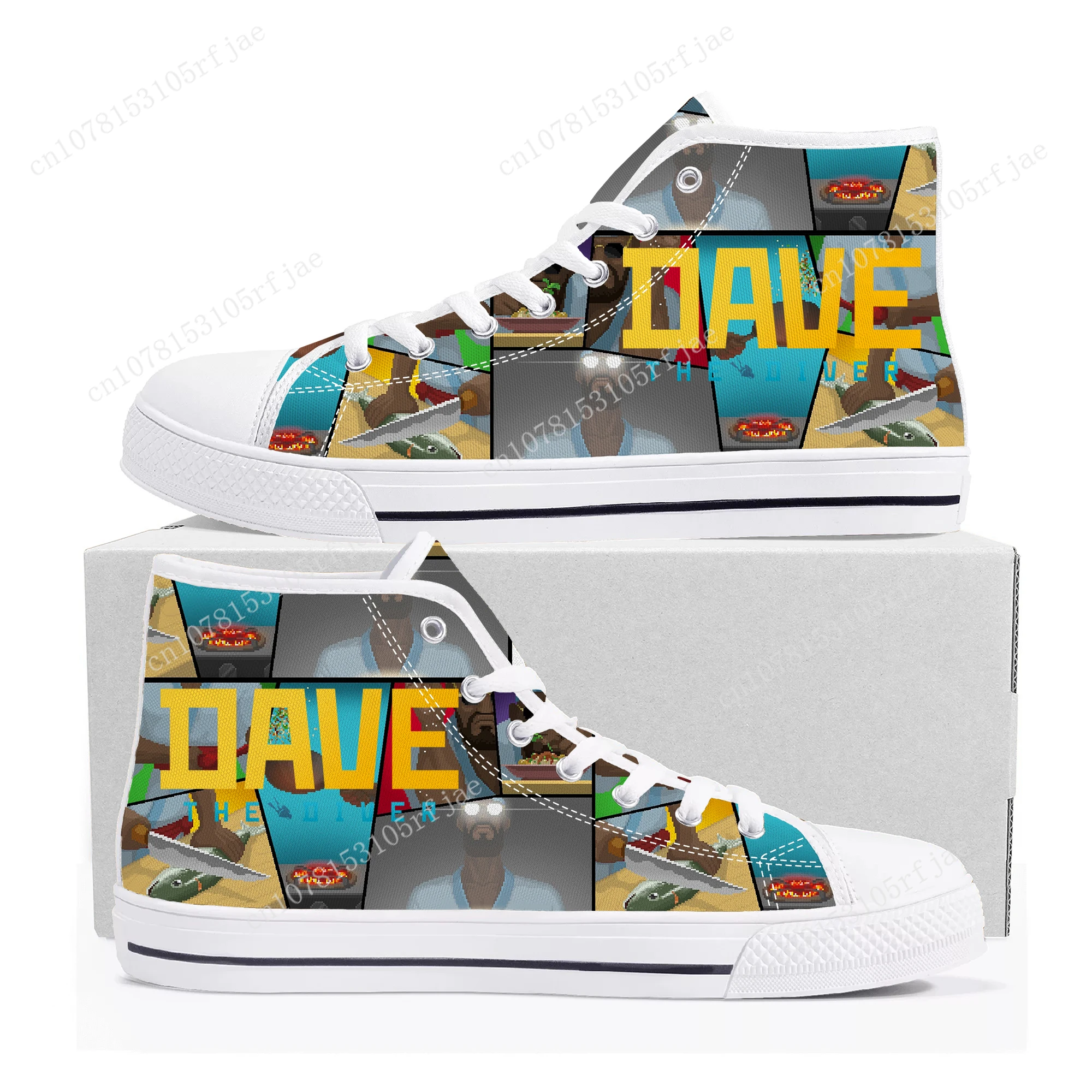 

Cartoon Game DAVE THE DIVER High Top Sneakers Mens Womens Teenager High Quality Canvas Shoes Casual Fashion Tailor Made Sneaker