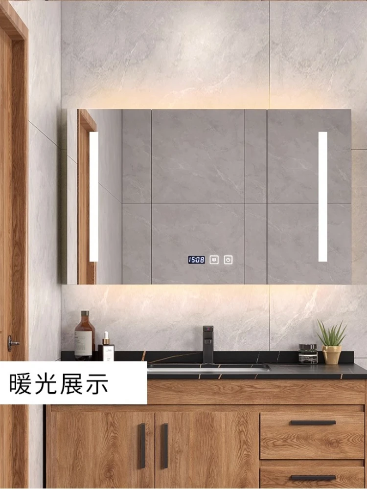 Nordic Simple Bathroom Mirror Cabinet Wall Hanging Fog Removal Toilet Storage Mirror Cabinet Home Furniture Mueble Lavabo FYBC