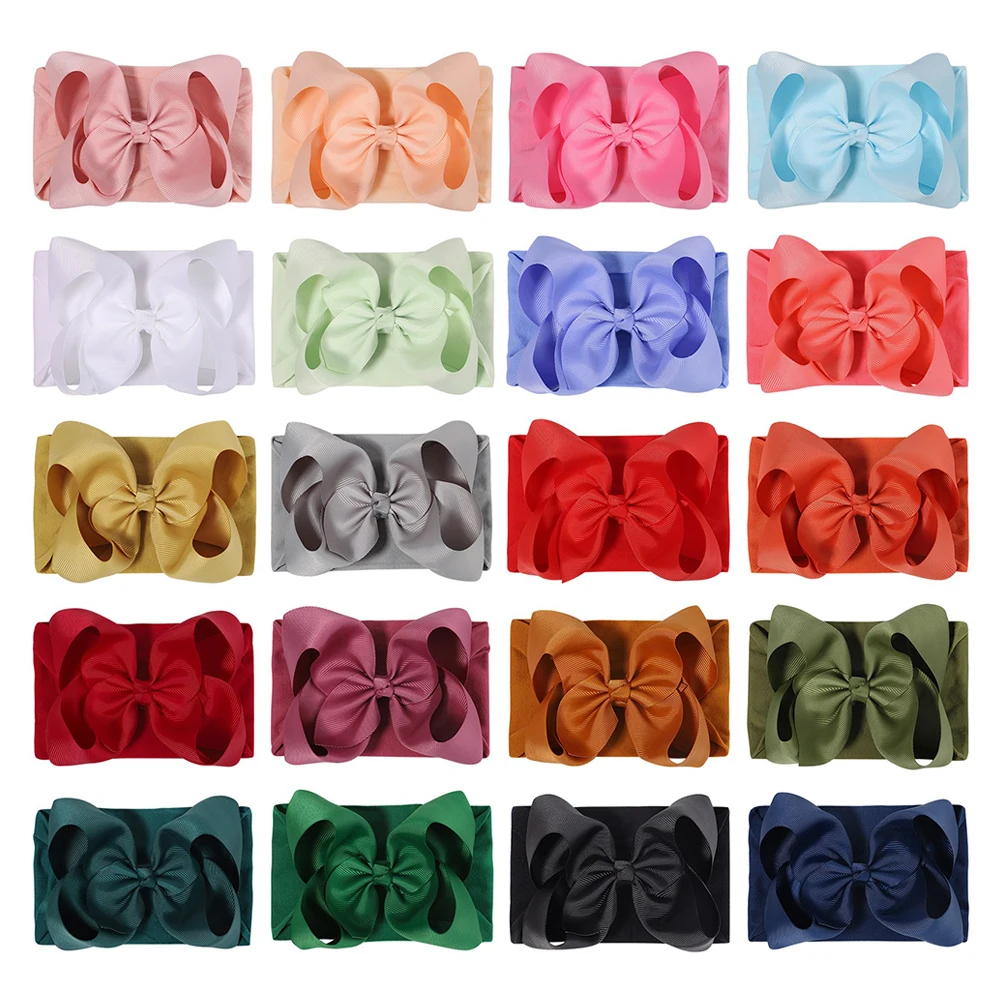 1Pcs Baby Girls Classic Large Bowknot Headband Newborn Wide Bows Nylon Cables Turban Toddler Headwear Hair Accessories Wholesale