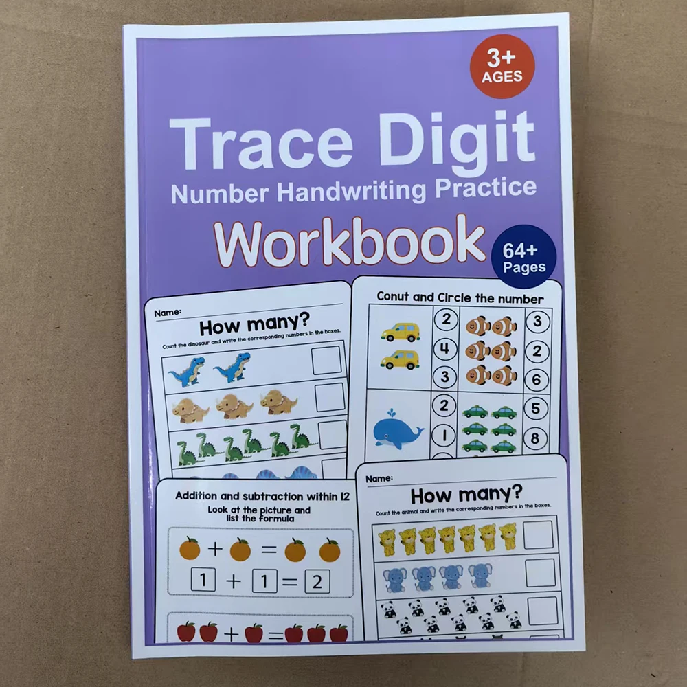 Interaktives Mathe-Arbeitsbuch für Vorschulkinder: Zahlenverfolgung, Additions- und Subtraktionsübungen – Früherziehungsaktivitäten für Kinder ab 3 Jahren, Vorbereitungscursus, für den Heim- oder Klassenzimmergebrauch, Bildungsbuch, frühes Bildungsmaterial, hochwertige Drucken