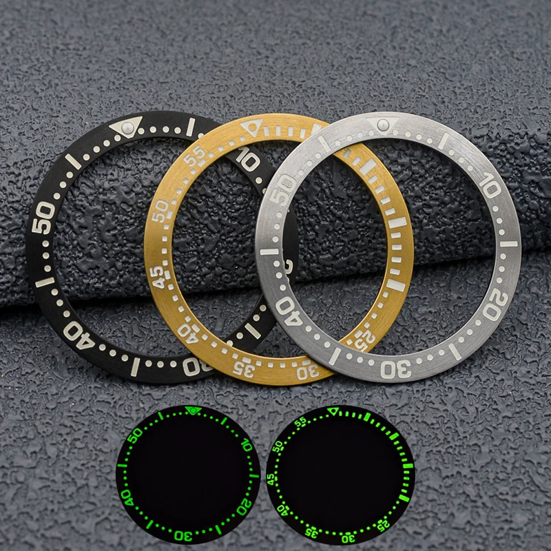 Mod 38*31.5mm C3 Green Luminous Flat Stainless Steel SPB Bezel Insert Ring Fits for SPB Men Diving Watch Case Replace Part