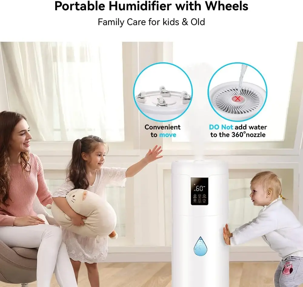 for Large Room Home Bedroom 2000 sq.ft. 17L/4.5Gal Large Humidifier with Extension Tube & 4 Speed Mist,Top Fill Whol 5