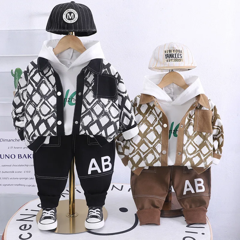 

Boys Clothes Sets Spring Autumn Children Cotton Jackets Hoodies Pants 3pcs Tracksuits For Baby Casual Suit Kids Outfits 5 Years