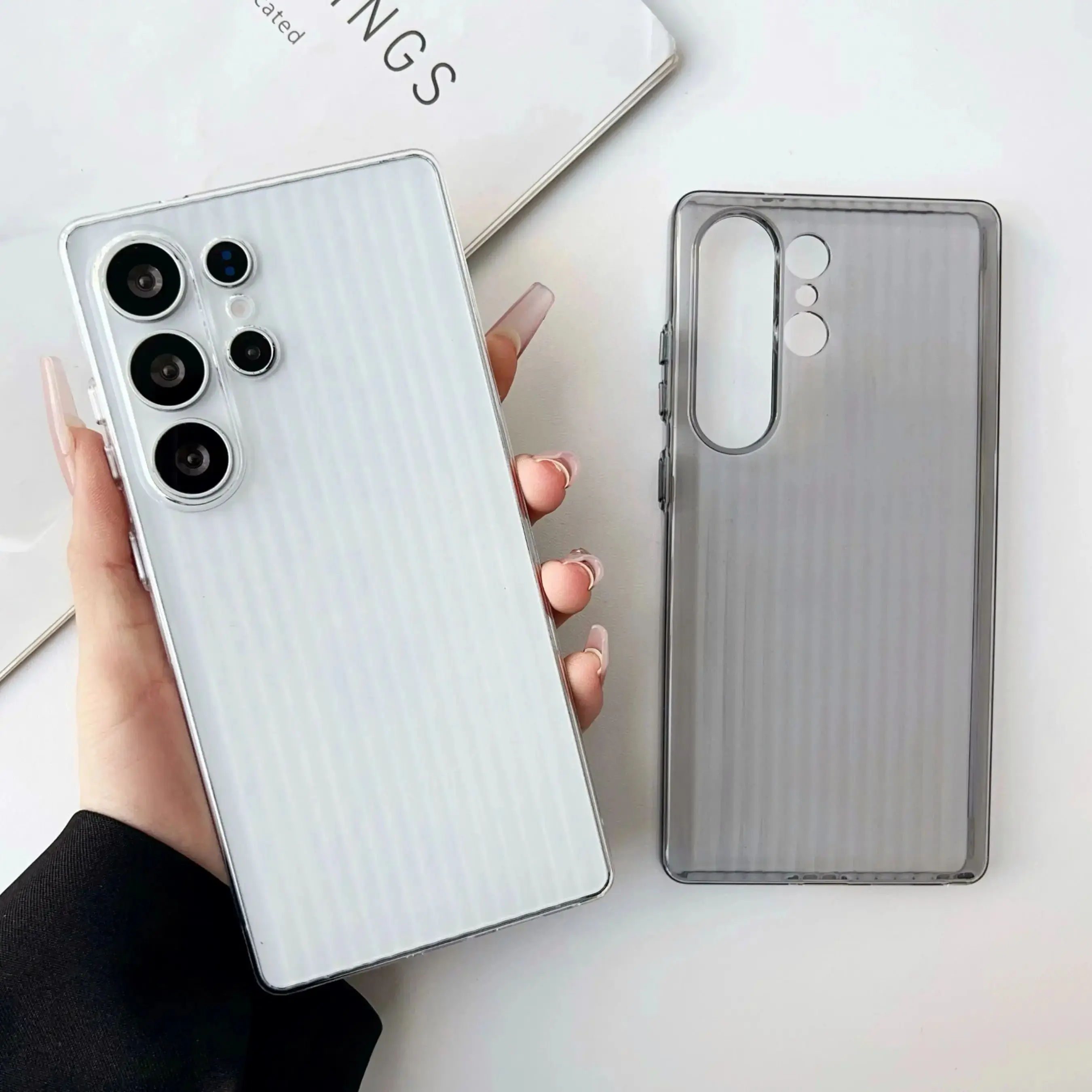 Matte Slim HD Clear Corrugated Pattern Shockproof Ultra-Thin Phone Case with Stripes Design