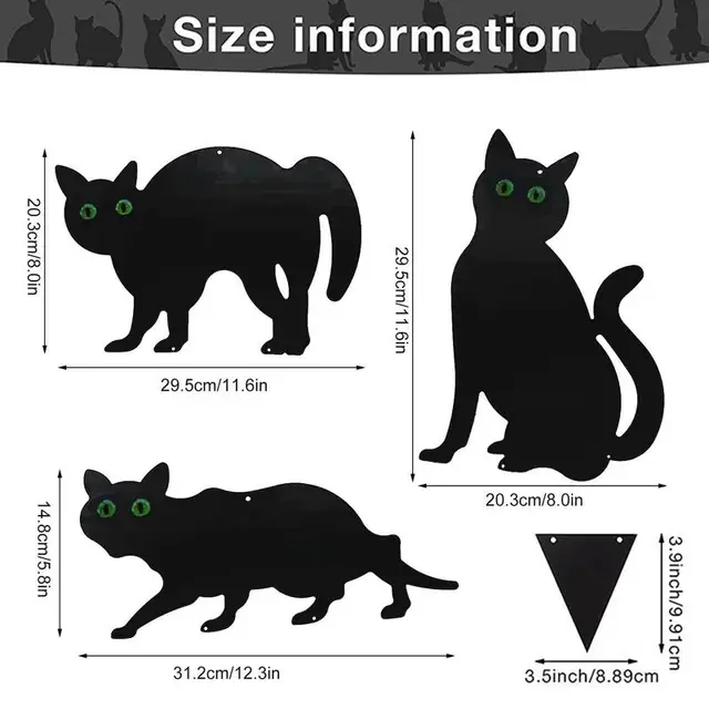 Fekete Macska Kerti Tét | Fém Szobor Sziluett Kialakítással 3/4Db Yards Jelek Az Udvari Gyep Ijesztő Dekoráció - Image 6