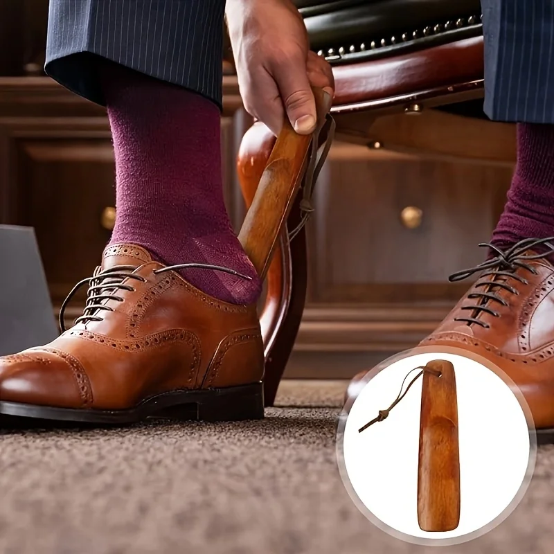 Portable Solid Wood Shoehorn – Durable, User-Friendly Travel Essential for Effortless Shoe Wearing