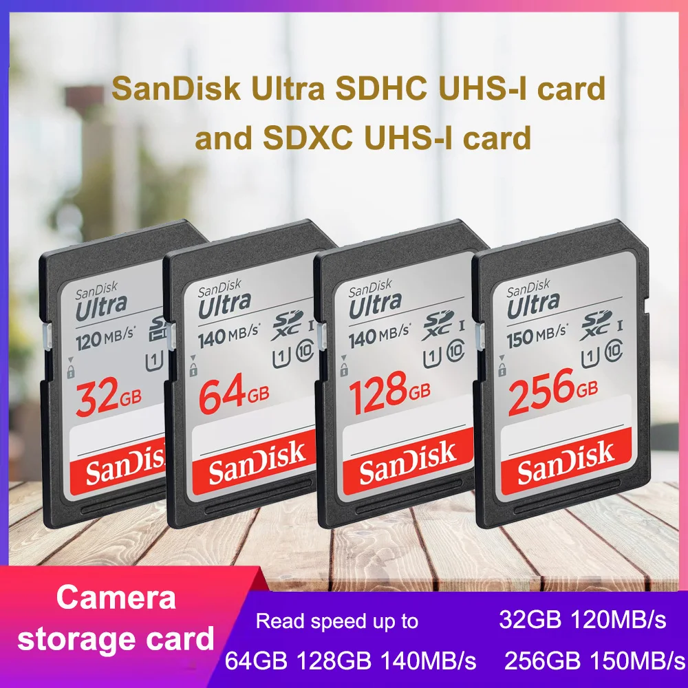SanDisk SD Card for Camera 100M-200M/s 256GB 128GB 64GB SDXC 32GB SDHC ...