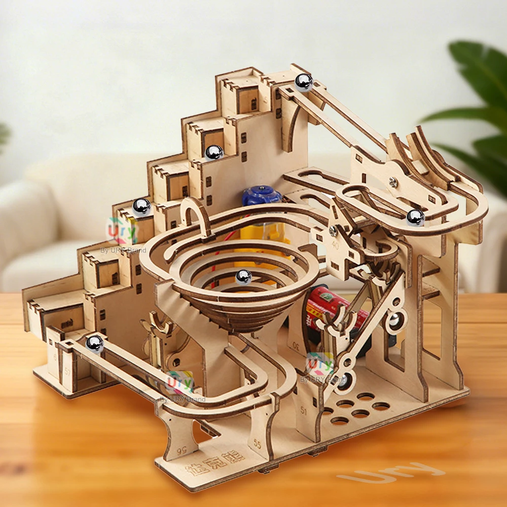 3D Wooden Marble Run Puzzle – Electric Staircase Track 6