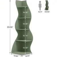 Modern 5-Tier Corner Bookshelf Wall Mounted Floating Shelves Unit Space Saving Storage for Living Room Home Office Bookcase. 3