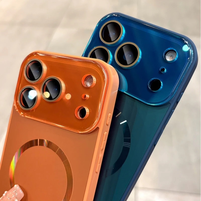 Luxury Laser Magsafe Magnetic Circle Soft Frame Phone Case with Lens Protective Cover