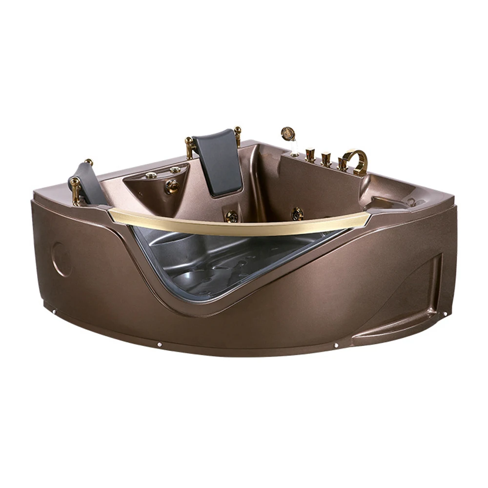 1500mm Bathroom Wall Corner Whirlpool Bathtub LED Colored Lights Indoor Spa Double People Surf Massage Tub 1511AA