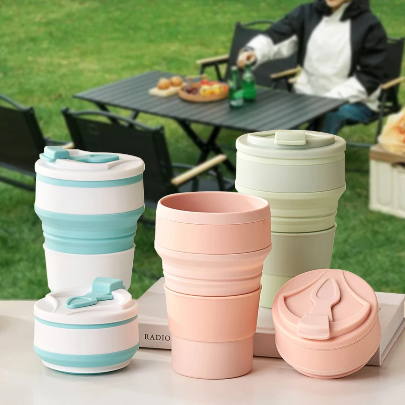 350/500ML Silicone Folding Water Bottle Portable Collapsible Cup Drinking Tea Cups Travel Mug Camping Gadgets