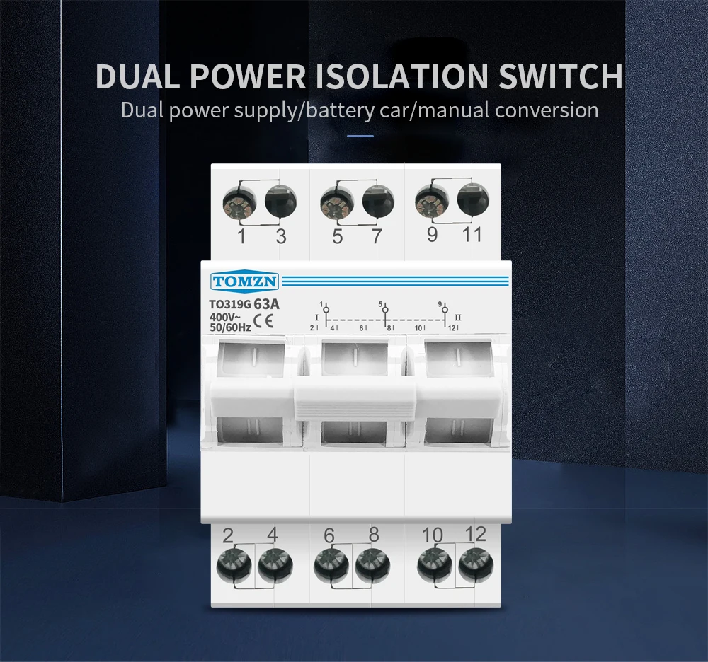 3P 380V AC 40A 63A MTS Dual Power Manual Transfer Isolating Switch Interlock Cir
