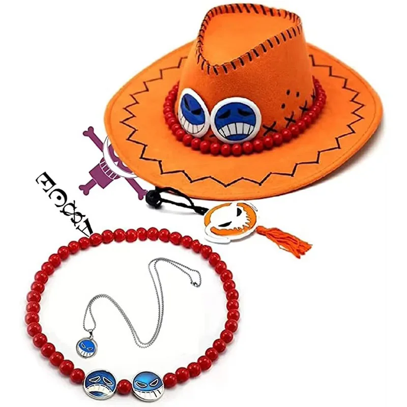 Anime Portgas D Ace Hats Belt Bracelet Necklace Cosplay Props Role Play Accessories