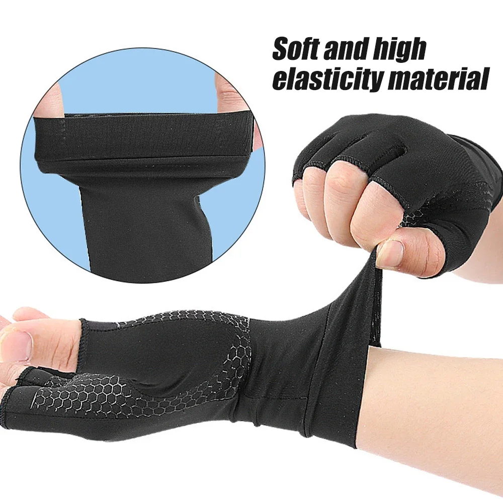 Compression Gloves Fingerless Copper Ion Fiber Arthritis Relief Press Protective Joint Rehabilitation Care Training