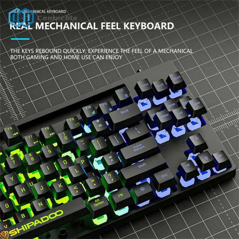 K87V2 유선 발광 미니 발광 키보드, 기계식 느낌 87KEY 키, 펑크 라운드 키 색상